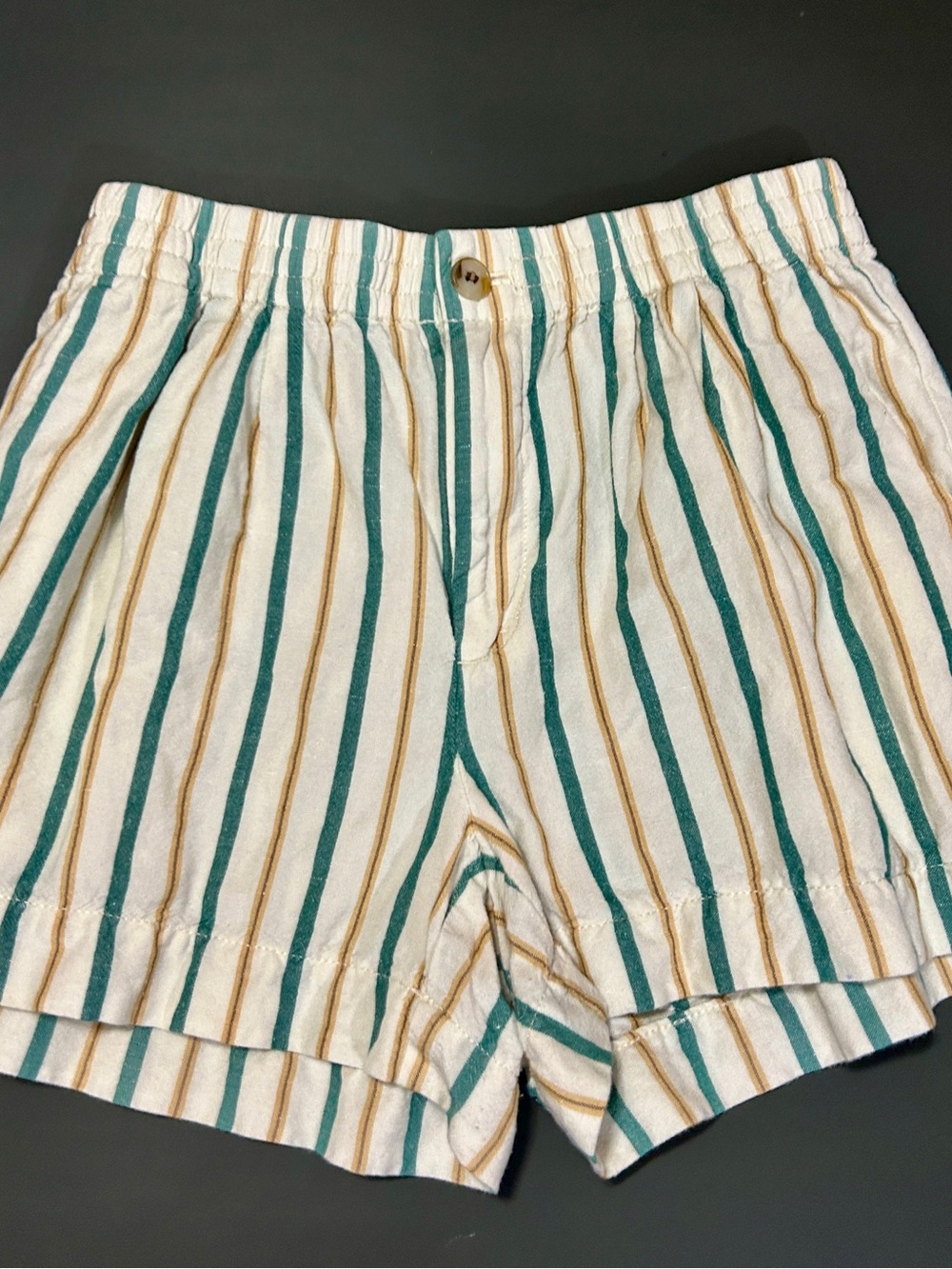 Madewell Cream Linen-Blend Coastal Casual XS Shorts | Fair Trade | Teal & Brown